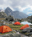 Палаточный лагерь русских туристов в Итальянских Альпах