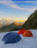 Палаточный лагерь русских туристов в Австрийских Альпах